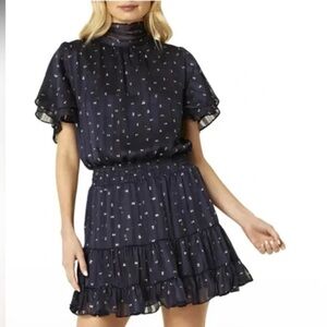 MISA Los Angeles Saffie Mini Dress in Navy, size Medium